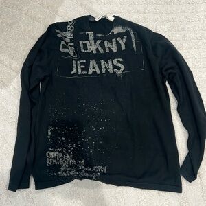 DKNY Black logo sweater with paint splatter design